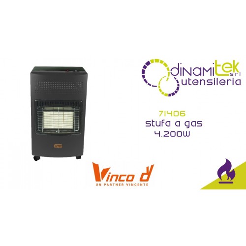 VINCO 71406 STUFA A GAS 4200W GRIGIO SCURO Dinamitek 1