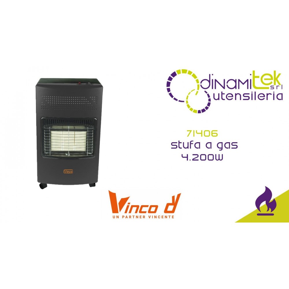 VINCO 71406 STUFA A GAS 4200W GRIGIO SCURO Dinamitek 1