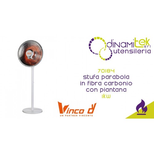 VINCO 70184 STUFA PARABOLA IN FIBRA CARBONIO PIANTANA 1KW Dinamitek 1