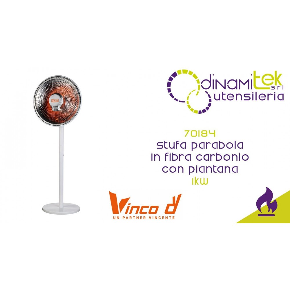VINCO 70184 STUFA PARABOLA IN FIBRA CARBONIO PIANTANA 1KW Dinamitek 1