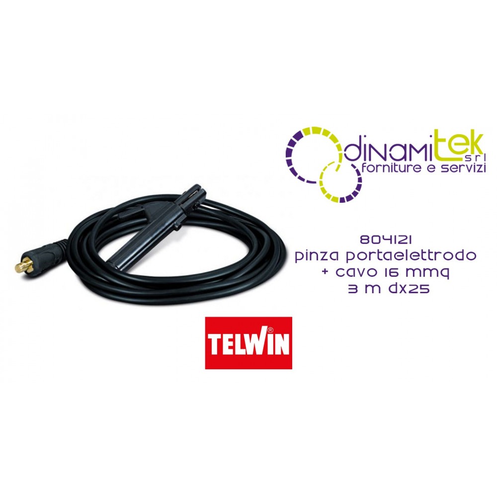 804121 PINZA PORTAELETTRODO + CAVO 16 mmq 3 m DX25 TELWIN Dinamitek 1