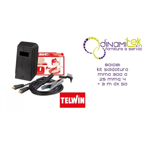 801081 KIT SALDATURA MMA 300 A 25 mmq 4 + 3 m DX 50 TELWIN Dinamitek 1