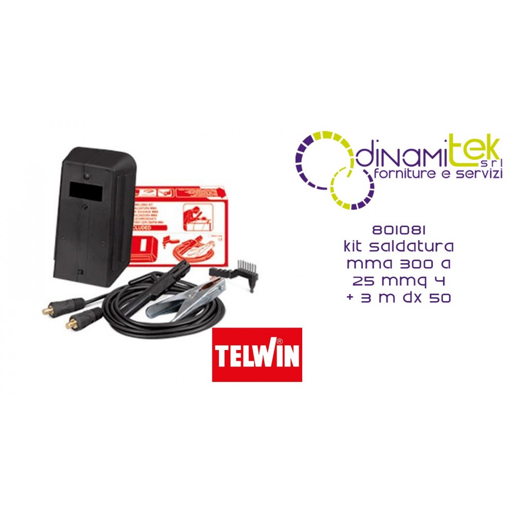 801081 KIT SALDATURA MMA 300 A 25 mmq 4 + 3 m DX 50 TELWIN Dinamitek 1