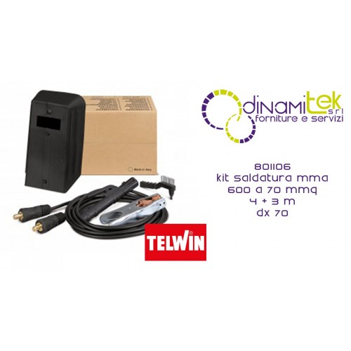 801106 KIT SALDATURA MMA 600 A 70 mmq 4 + 3 m DX 70 TELWIN Dinamitek 1