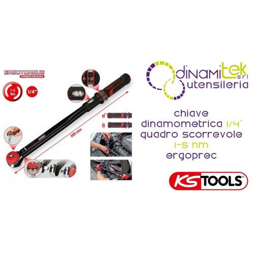 KS TOOLS 516.1402 CHIAVE DINAMOMETRICA 1/4" A QUADRO SCORREVOLE 1-5 Nm ERGOPREC Dinamitek 1