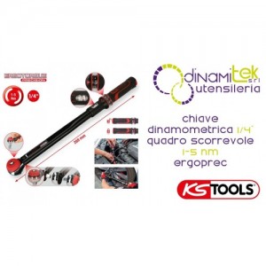 KS TOOLS 516.1402 CHIAVE DINAMOMETRICA 1/4" A QUADRO SCORREVOLE 1-5 Nm ERGOPREC Dinamitek 1