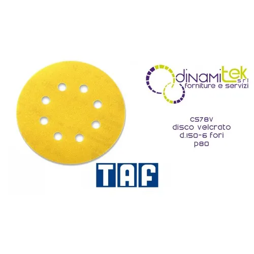 CS78V VELCRO DISC D.150-6 HOLES P80 TAF Dinamitek 1