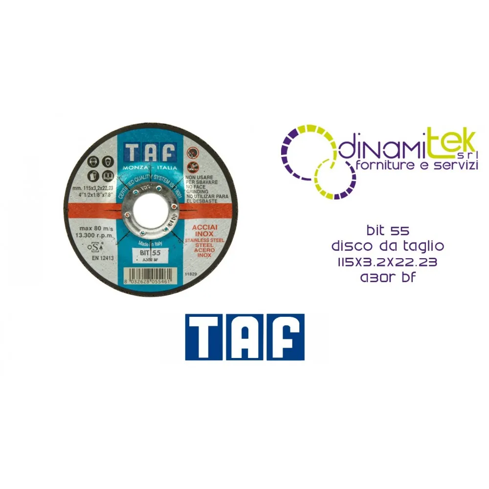 BIT55 CUTTING DISC 115X3.2X22.23 A30R BF TAF Dinamitek 1