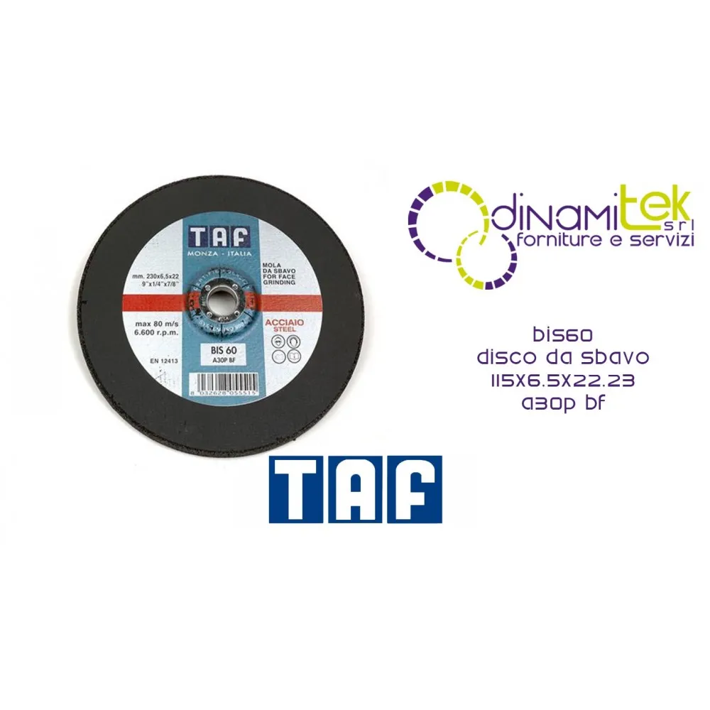 BIS60 GRINDING DISC 115X6.5X22.23 A30P BF TAF Dinamitek 1