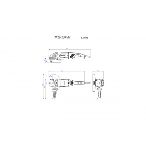 W 22-230 SMERIGLIATRICE ANGOLARE CON MANIGLIA PRINCIPALE GIREVOLE METABO Dinamitek 3