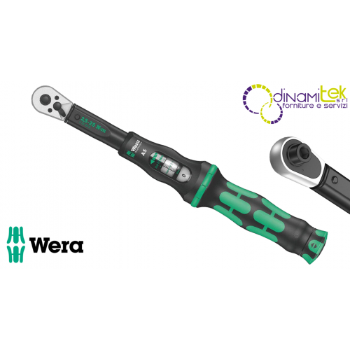 05130110001 - CLICKTORQUE A 6 SET 1 CHIAVE DINAMOMETRICA CON CRICCHETTO REVERSIBILE 1/4" (6.3 MM) 2.5 - 25 NM WERA Dinamitek 1