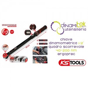 KS TOOLS 516.1442 CHIAVE DINAMOMETRICA 1/2" A QUADRO SCORREVOLE 40-200 Nm ERGOPREC Dinamitek 1