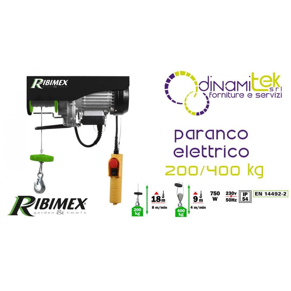 PE200/400C/1 - ELEKTRISCHES HEBEZEUG 200/400 KG RIBIMEX Dinamitek 1