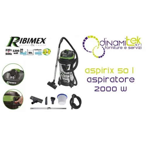 PRASP51LPE - ASPIRADORA ASPIRIX DE 50 L CON TOMA AUTOMáTICA, 2000 W, RIBIMEX Dinamitek 1