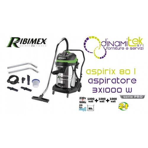 PRASP81LX3 - ASPIRATEUR ASPIRIX 80 L 3X1000 W RIBIMEX Dinamitek 1