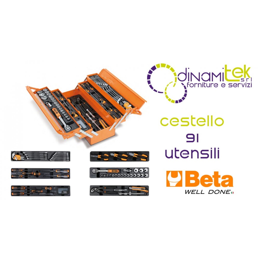 CESTA EXTENSIBLE DE CINCO COMPARTIMENTOS BW 2120L-E/T91 CON 91 HERRAMIENTAS DE MANTENIMIENTO BETA Dinamitek 1