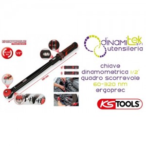 KS TOOLS 516.1472 CHIAVE DINAMOMETRICA 1/2" A QUADRO SCORREVOLE 60-320 Nm ERGOPREC Dinamitek 1