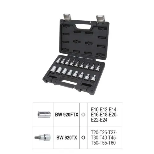 BW 923E-FTX/C17 SURTIDO DE 17 LLAVES DE VASO PARA TORNILLOS DE PERFIL BETA TORX® EN ESTUCHE DE PLáSTICO Dinamitek 4