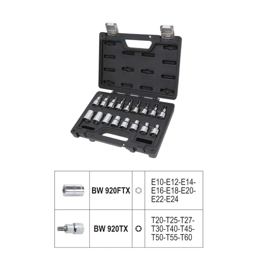 BW 923E-FTX/C17 SURTIDO DE 17 LLAVES DE VASO PARA TORNILLOS DE PERFIL BETA TORX® EN ESTUCHE DE PLáSTICO Dinamitek 4