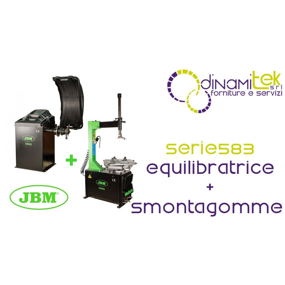 JBM SERIE583 54582 EQUILIBRATRICE DIGITALE PER RUOTE E 54581 SMONTAGOMME SEMIAUTOMATICO Dinamitek 1