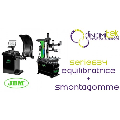 JBM SERIE634 54970 EQUILIBRATRICE DIGITALE PER RUOTE E 55022 SMONTAGOMME CON COLONNA RIBALTABILE Dinamitek 1