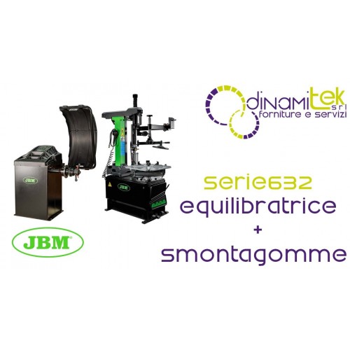 JBM SERIE632 54582 EQUILIBRATRICE DIGITALE PER RUOTE E 54964 SMONTAGOMME CON COLONNA RIBALTABILE Dinamitek 1