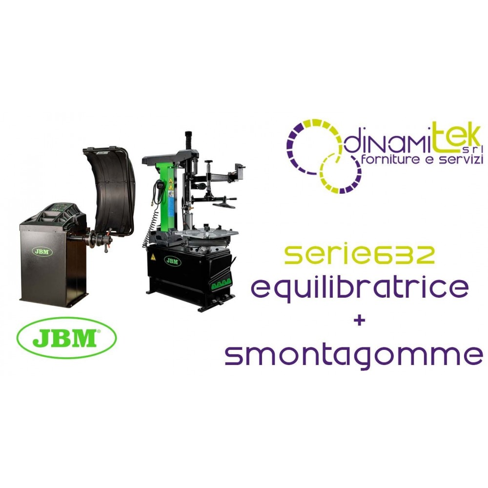 JBM SERIE632 54582 EQUILIBRATRICE DIGITALE PER RUOTE E 54964 SMONTAGOMME CON COLONNA RIBALTABILE Dinamitek 1