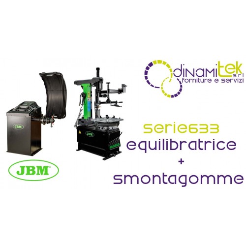 JBM SERIE633 54582 EQUILIBRATRICE PER RUOTE E 55022 SMONTAGOMME CON COLONNA RIBALTABILE 380V Dinamitek 1
