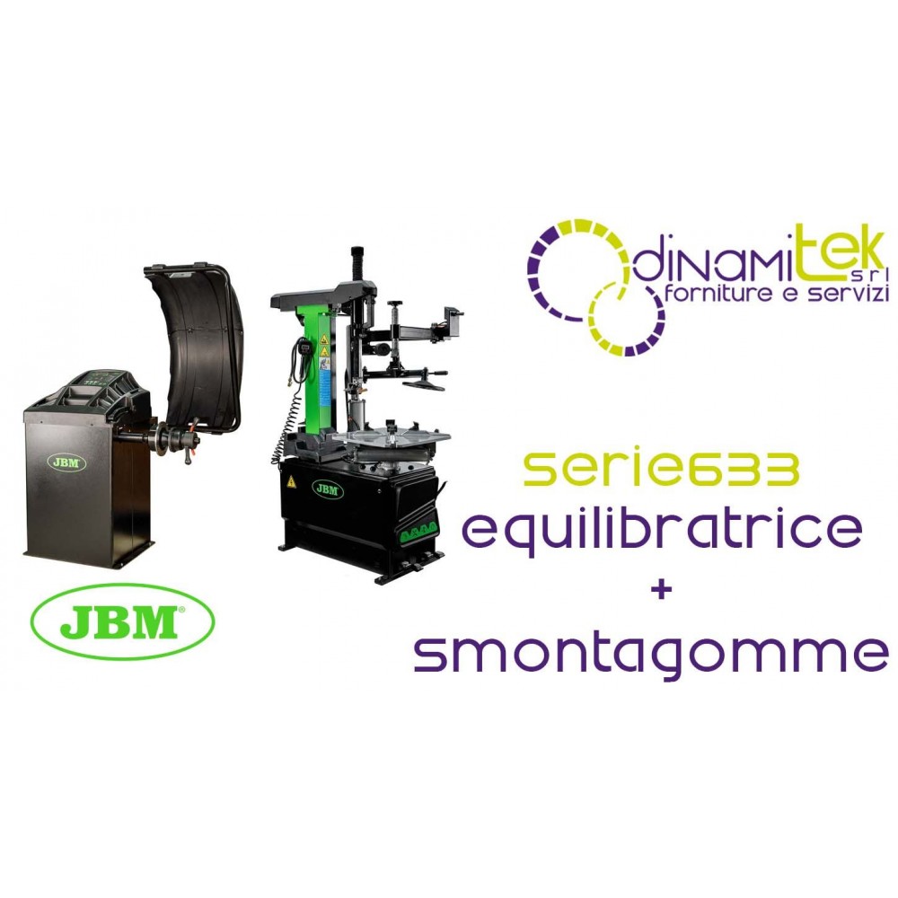 JBM SERIE633 54582 EQUILIBRATRICE PER RUOTE E 55022 SMONTAGOMME CON COLONNA RIBALTABILE 380V Dinamitek 1