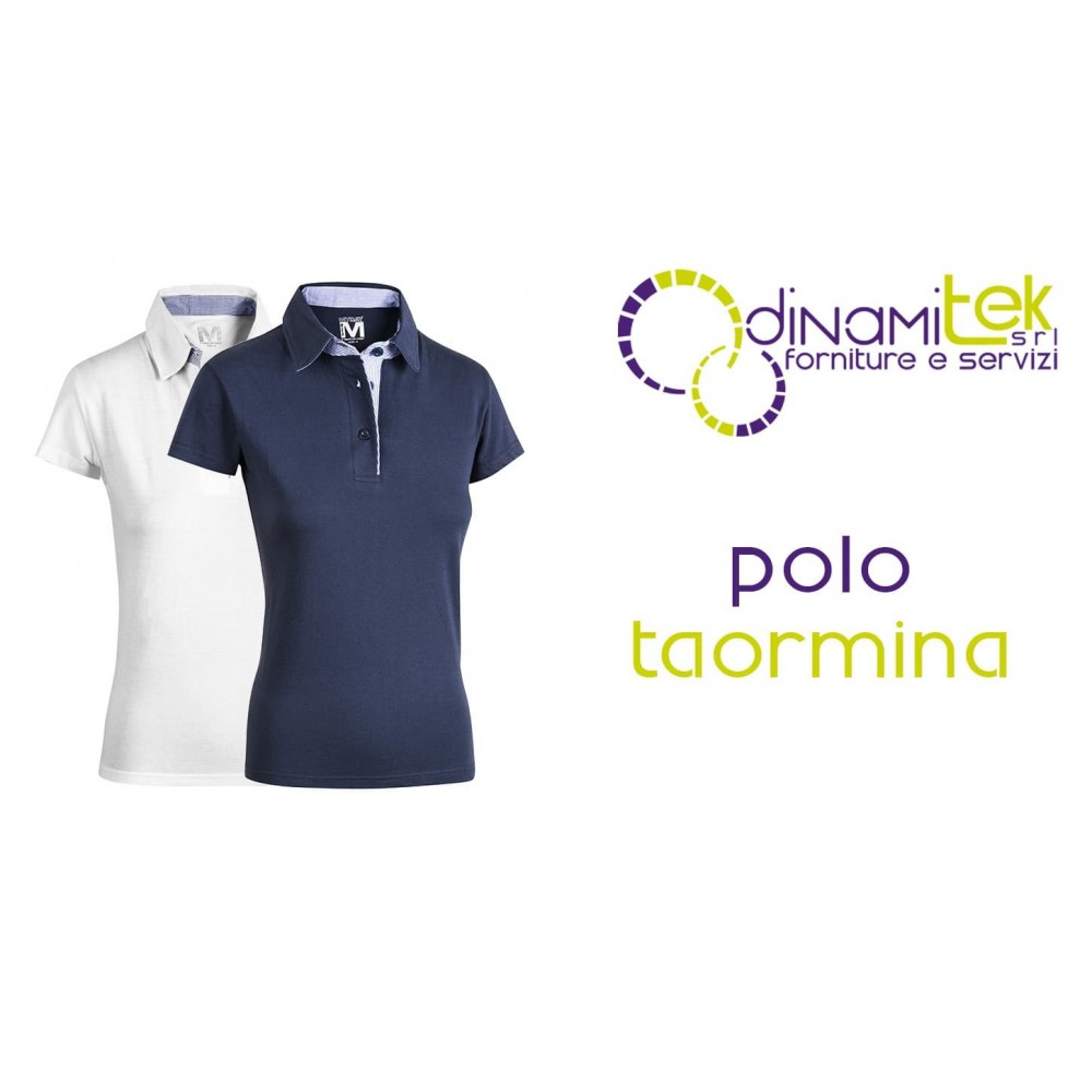 POLO DONNA TAORMINA E0470 – 100% COTONE JERSEY 150 GR – BLU/BIANCA – TAGLIE XS-XL Dinamitek 1