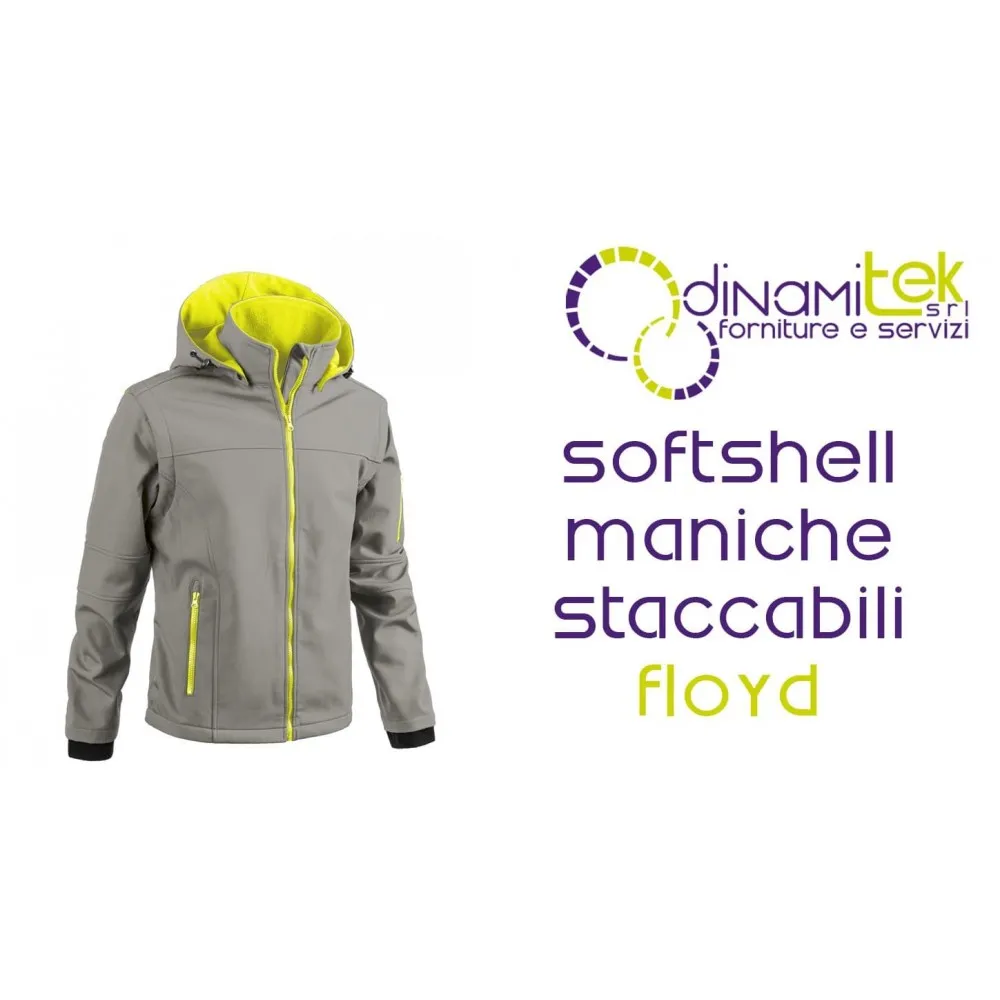 FLOYD I0420G SOFTSHELL – GREY/YELLOW – 88% POLYESTER/12% SPANDEX – 350 GR FLEECE – 1ST CAT. DPI. – S-XXL Dinamitek 1
