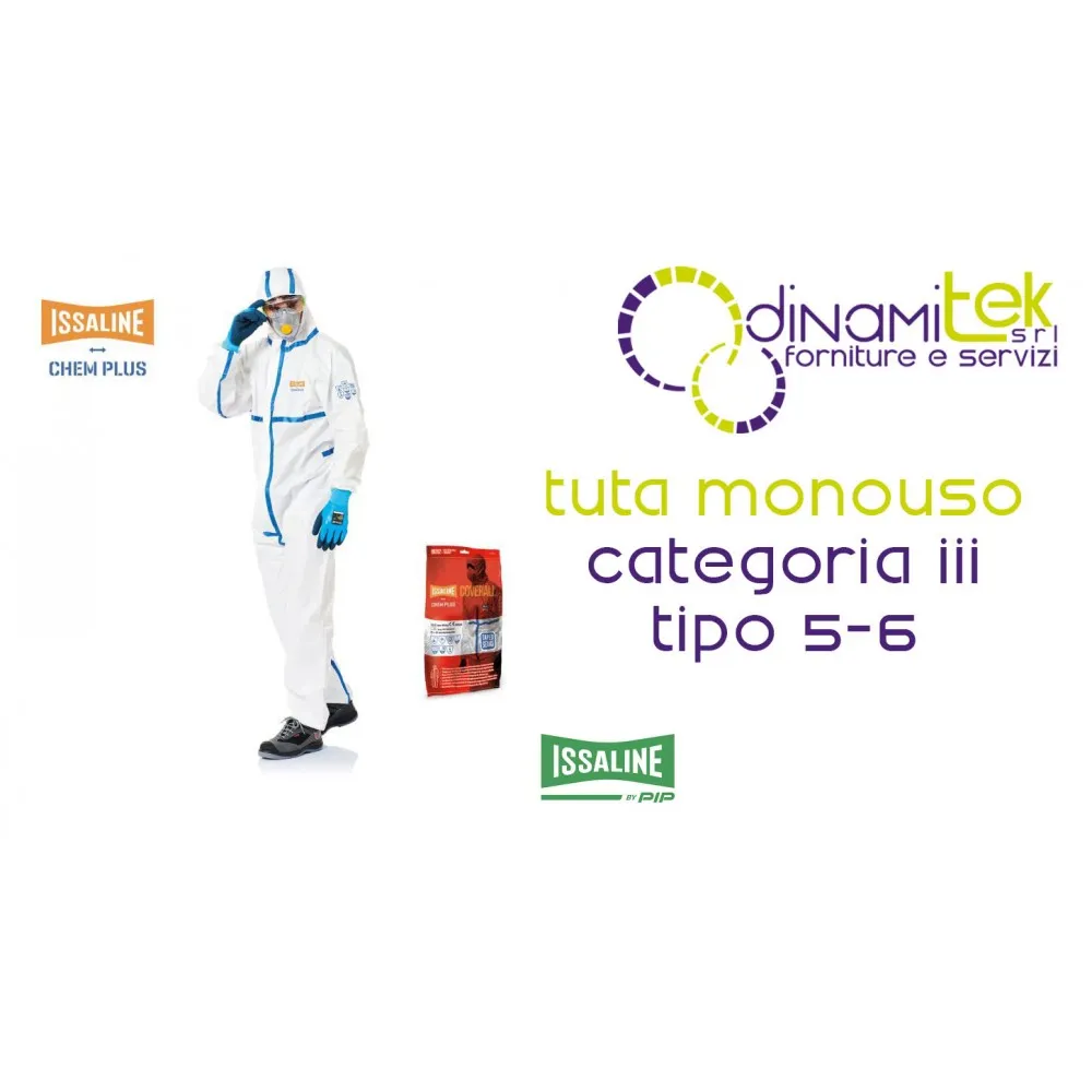 EINWEG-SCHUTZANZUG 08292 ISSALINE CHEM PLUS - KAT.-NR. III TYP 4, 5, 6 Dinamitek 1