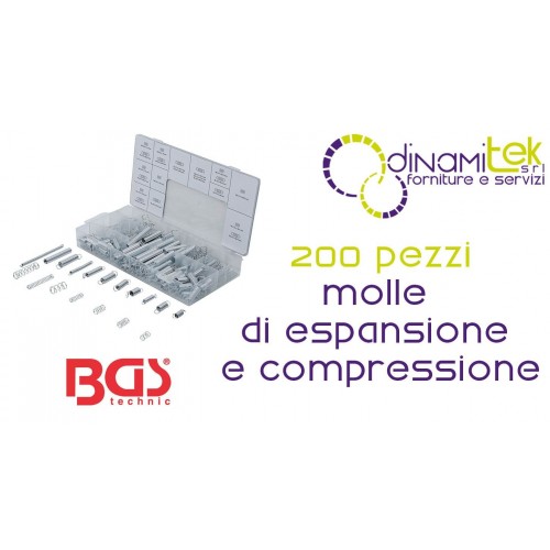 BGS technic BGS8047 ASSORTIMENTO 200 PEZZI MOLLE DI ESPANSIONE E COMPRESSIONE Dinamitek 1