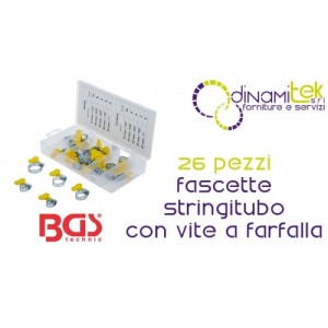 BGS technic BGS80859 ASSORTIMENTO 26 PEZZI FASCETTE STRINGITUBO CON VITE A FARFALLA Dinamitek 1