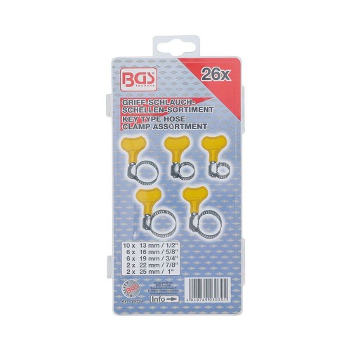 SURTIDO DE 26 ABRAZADERAS DE MANGUERA BGS80859 | TORNILLO DE MARIPOSA | FERMEC Dinamitek 3