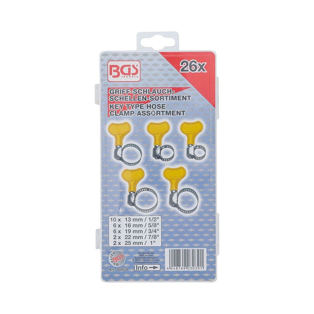 SURTIDO DE 26 ABRAZADERAS DE MANGUERA BGS80859 | TORNILLO DE MARIPOSA | FERMEC Dinamitek 3