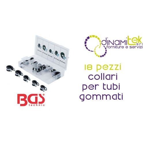 SORTIMENT MIT 18 GUMMISCHLAUCHSCHELLEN BGS14145 | VERZINKTER STAHL | FERMEC Dinamitek 1