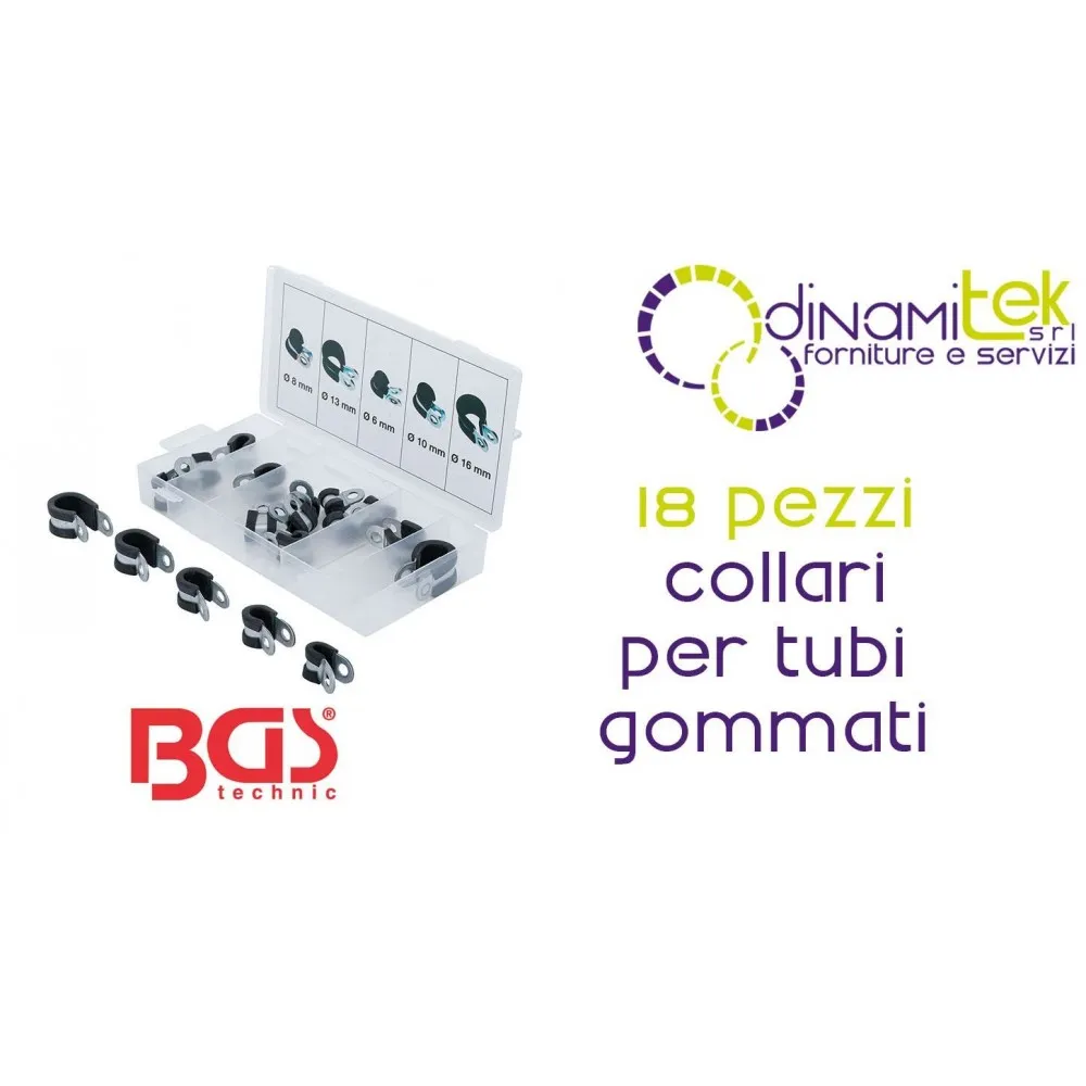 SORTIMENT MIT 18 GUMMISCHLAUCHSCHELLEN BGS14145 | VERZINKTER STAHL | FERMEC Dinamitek 1
