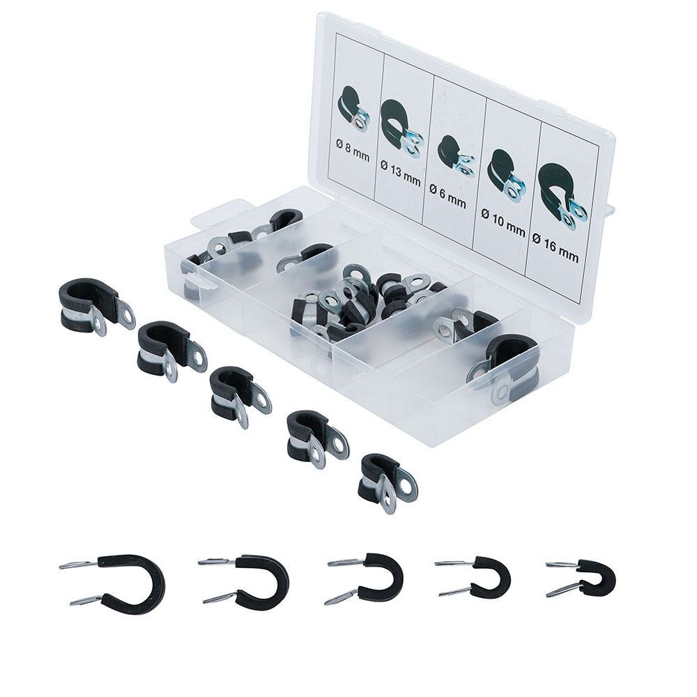 ASSORTIMENT DE 18 COLLIERS DE SERRAGE EN CAOUTCHOUC BGS14145 | ACIER GALVANISé | FERMEC Dinamitek 2