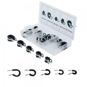 ASSORTMENT OF 18 RUBBER HOSE CLAMPS BGS14145 | GALVANIZED STEEL | FERMEC Dinamitek 2
