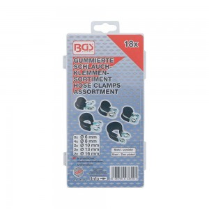 SORTIMENT MIT 18 GUMMISCHLAUCHSCHELLEN BGS14145 | VERZINKTER STAHL | FERMEC Dinamitek 3