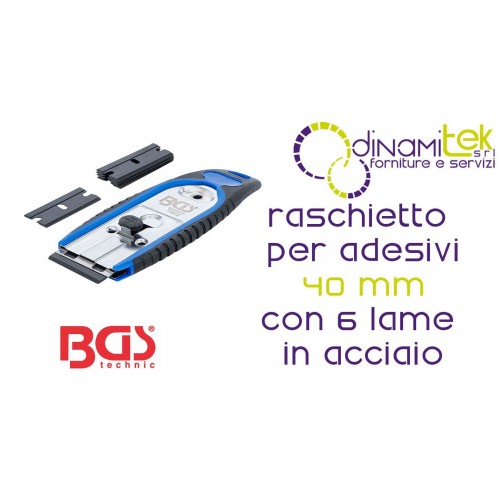 GRATTOIR à AUTOCOLLANTS | LAMES EN PLASTIQUE DE 40 MM - DYNAMITEK BGS70912 BGS TECHNIC Dinamitek 1