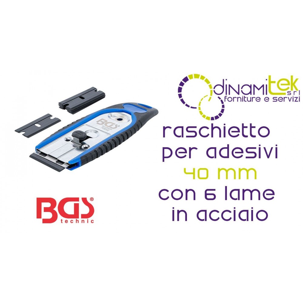 BGS70912 RASCHIETTO PER ADESIVI, 40 MM, CON 6 LAME IN PLASTICA BGS TECHNIC Dinamitek 1