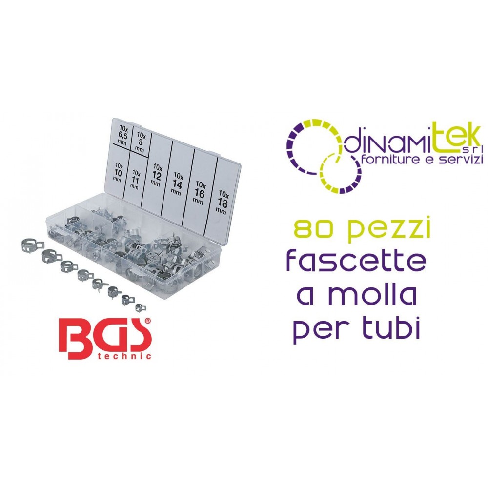 BGS technic BGS9475 ASSORTIMENTO 80 PEZZI FASCETTE A MOLLA PER TUBI Dinamitek 1