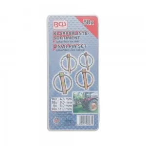 ASSORTMENT OF 50 SNAP-ON COTTER PINS BGS8087 | GALVANIZED | FERMEC Dinamitek 3