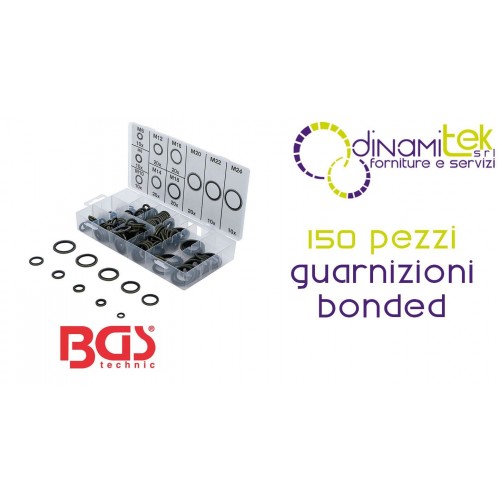 BGS technic BGS9306 ASSORTIMENTO 150 PEZZI GUARNIZIONI BONDED Dinamitek 1