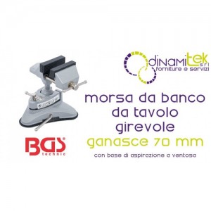 BGS71017 MORSA DA BANCO DA TAVOLO GIREVOLE GANASCE 70 MM BGS TECHNIC CON BASE DI ASPIRAZIONE A VENTOSA Dinamitek 1