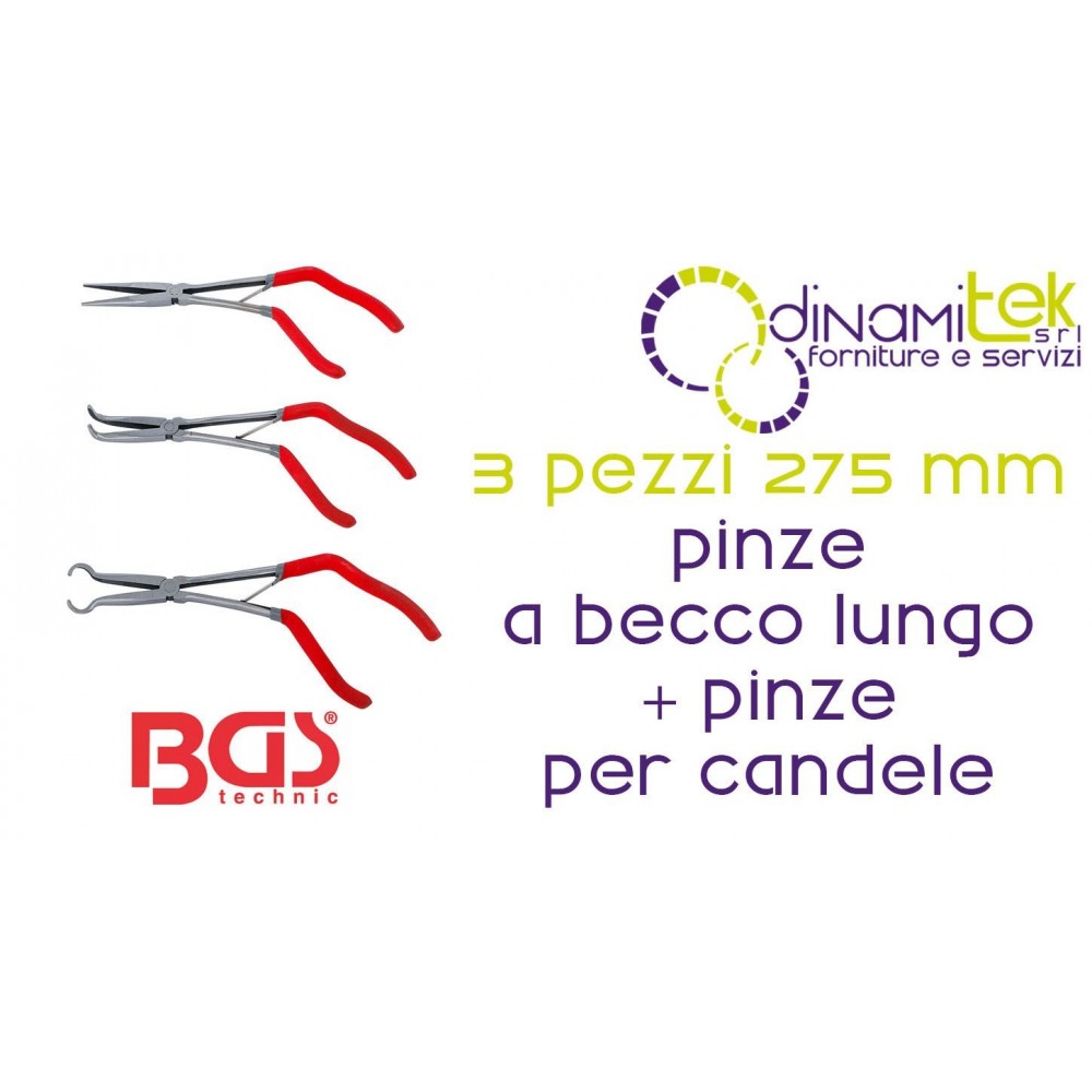 JUEGO DE 3 ALICATES DE PUNTA LARGA Y BUJíAS DE 275 MM | BGS84528 BGS TECHNIC Dinamitek 1