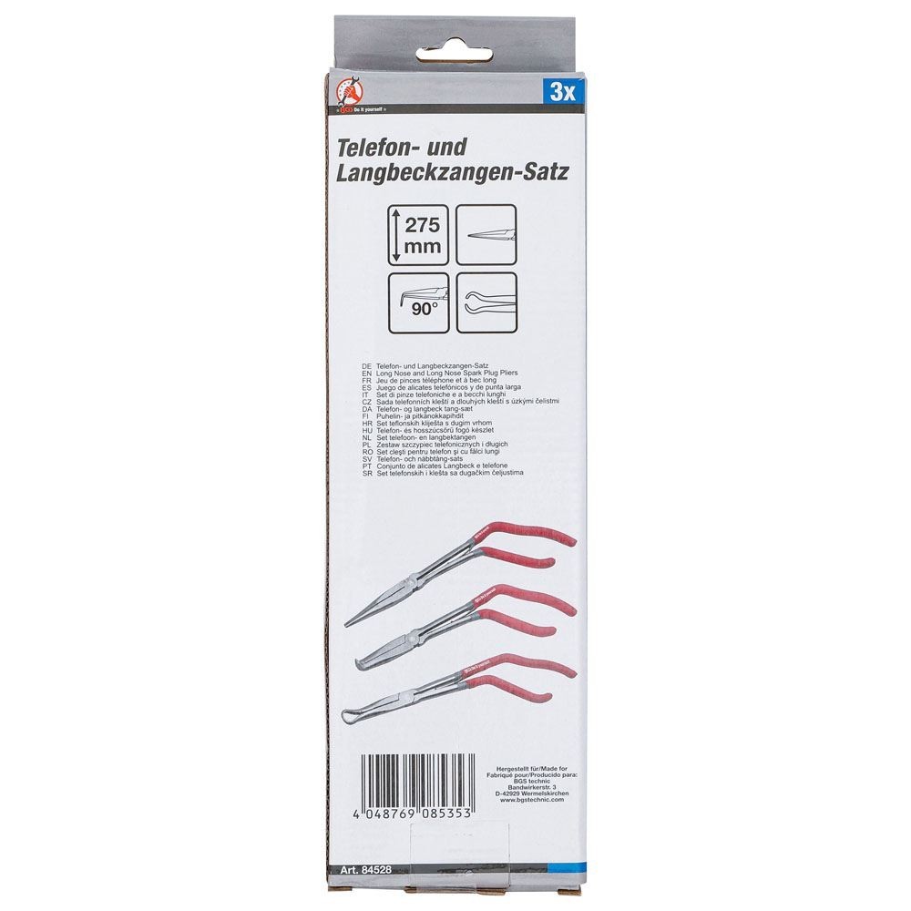 SET OF 3 LONG NOSE PLIERS AND 275MM SPARK PLUGS | BGS84528 BGS TECHNIC Dinamitek 4