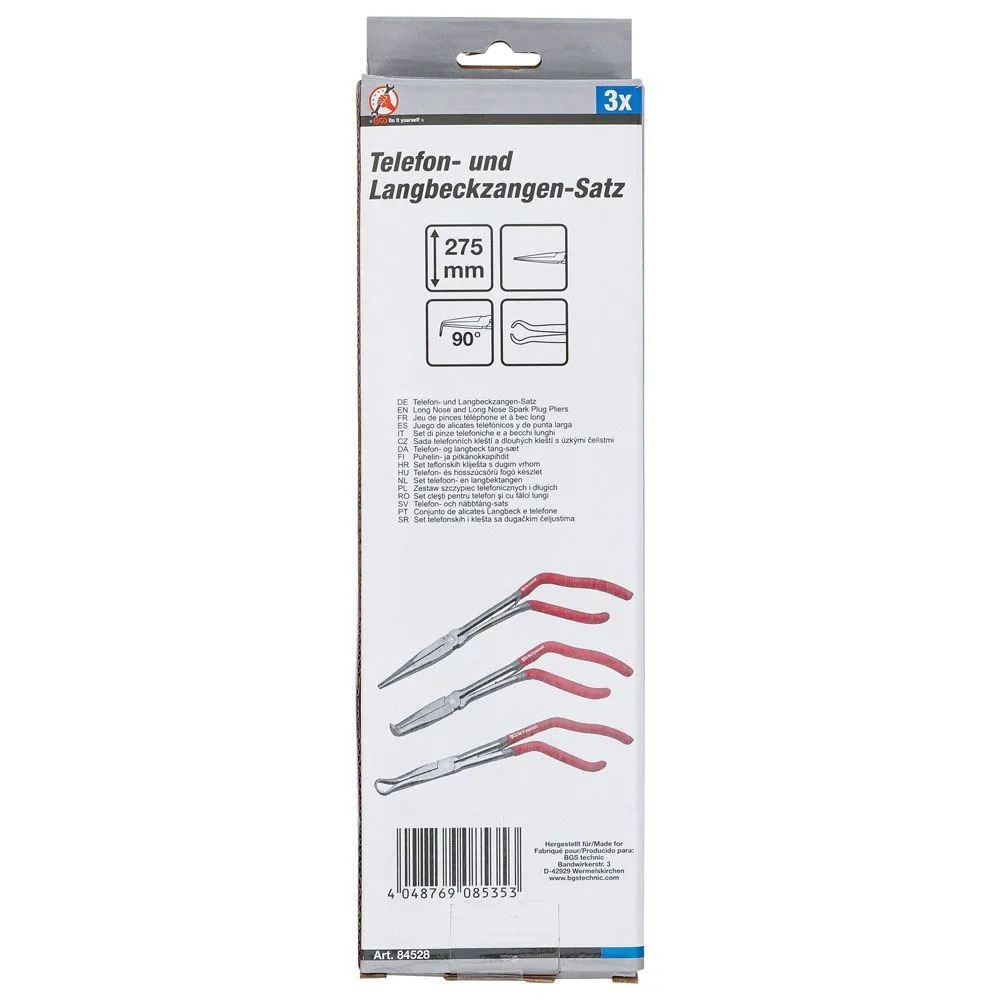 BGS technic BGS84528 SET 3 PEZZI PINZE A BECCO LUNGO E PINZE PER CANDELE 275 MM Dinamitek 4